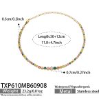 color: TXP610-Multicolor Zircon Gold Necklace -30+12cm