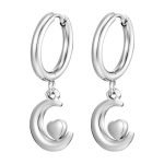 color: 2.5*12 Welded Ring Moon Heart Steel Color Ear Cuff