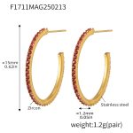 color: F1711-A Style -Gold Pink Zircon Earrings -15mm