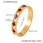 color: Z378-Gold Red Glass Zircon Bangle