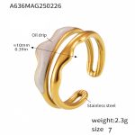 color: A636-White Colored Glaze Gold Ring / size: US 7
