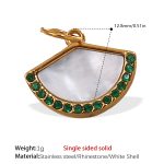 color: PJ338GNG Green Rhinestone White Shell Gold Pendant