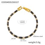color: E595-Black Zircon Bracelet 17.5cm