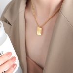 color: P1506-Q Letter Gold Necklace -40+5cm