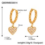 color: Q009-Gold Heart Zircon Earrings