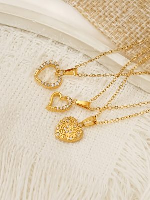 All-Match Heart Temperament Entry Lux Advanced Clavicle Chain Simple Zircon Stainless Steel Necklace