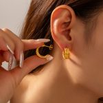 Commuter Elegant Graceful Simple Personality Multi-Layer Ornament Geometric Pleated Texture Design Stainless Steel Earrings