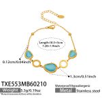 color: TXE553-Gold Lake Blue Glass Stone Bracelet 18.5+5cm