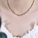 color: P1541-Natural Crystal Stone Faceted Olive Green 3MM Zircon Handmade Zircon Necklace
