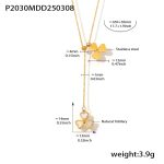color: P2030-Gold Heart Slide Clasp Necklace 40+5cm