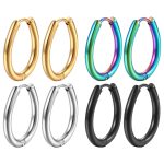 Stainless Steel N Oval Water Drop Unisex Earrings Shaped Ear Clip