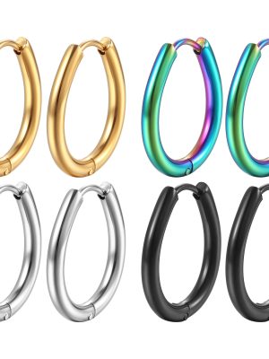 Stainless Steel N Oval Water Drop Unisex Earrings Shaped Ear Clip