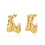 color: -2 Pattern X Shape Stud Earrings Gold