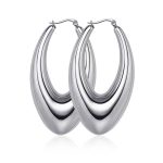 color: Oval Pointed Hollow Earrings Steel Color MS-007