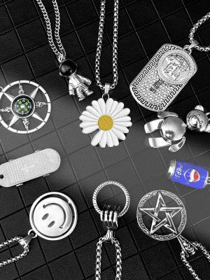 Summer New Hip Hop Stainless Steel Necklace Long Sweater Chain Versatile Clothing Accessories Men's Sweater Item