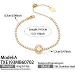 color: TXE193-A Style Oval Zircon Gold Bracelet -14+5cm