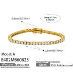 color: E402-White Zircon Gold Bracelet -17cm