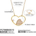 color: P579-Gold Heart Zircon Necklace 45.5+5cm