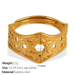 color: JZ107 US Size 6# Non-adjustable Gold Ring
