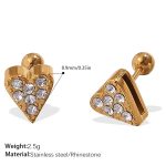 color: EH938WEG White Rhinestone Gold Stud Earrings