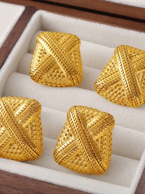 Normcore and Retro Woven Earrings Stainless Steel 18K Gold Plating Exquisite and Unique Design for Women