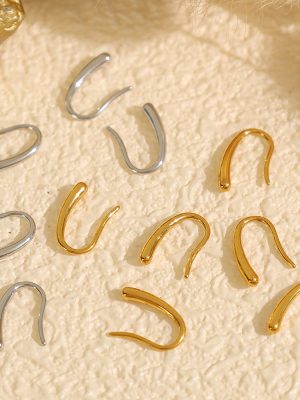Simple Fishhook Design Earrings U-Shaped Metal Earrings Stainless Steel Non-Fading Earrings for Women