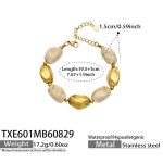 color: TXE601-Bone Color Resin Gold Bracelet -19.5+5cm