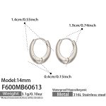 color: F600-Steel Color Earrings -Outer Diameter 14mm