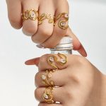 Geometric Irregular Water Drop Zircon Ring Stainless Steel Gold-Plated Cold Bracelet Index Finger Ring Ring