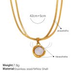 color: XL847WEG White Shell Gold Double Layer Necklace