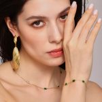 Stainless Steel Hand-Inlaid Emerald Zircon Necklace Bracelet Elegant Exquisite Suit for Women