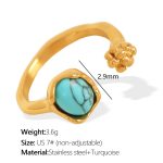 color: JZ84 US Size 7# Blue Turquoise Gold Ring