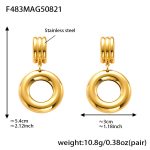 color: F483-Gold Round Hollow Earrings