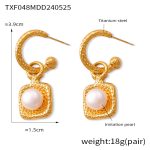 color: TXF048-Gold Imitation Pearl Earrings