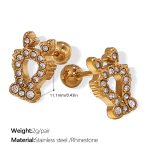 color: EH984WEG White Rhinestone Gold Stud Earrings