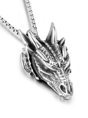 Personalized Animal Dragon Head Necklace Stainless Steel Pendant Punk Sweater Chain Necklace