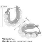 color: EH787 White Bead Silver Earrings