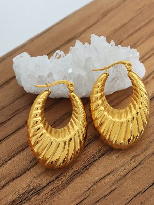 Exaggerated Design Stylish and Unique U-Shaped Stainless Steel Earrings Gold Plated Colorfast Earring Ornament Women