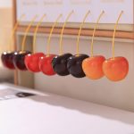 Fresh Cherry Long Earrings Female Personality Stainless Steel Resin Cherry Creative and Elegant Earrings