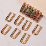 Super Shiny Full Zirconium Long U-Shaped Ear Clip Earrings Plated 18K Real Gold More Sizes All-Match Earrings