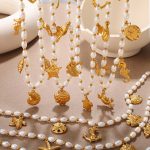 Bohemian Vacation Freshwater Pearl Marine Life Pendant Necklace 18K Gold Plating Necklace Women