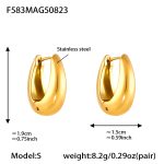 color: F583-Gold U Shape Earrings -S-8mm