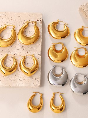 Exaggerated Metal Gold Earrings All-Match Simple C- Shaped Semicircle Earrings Earrings