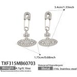 color: TXF315-Zircon Planet Steel Color Earrings