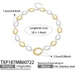 color: TXP187-Cutout Oval Two-tone Gold Necklace -46+5cm