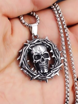 Halloween Necklace Vintage Skull Stainless Steel Ornament Color Personalized Pendant Hanging Ornament