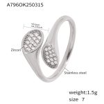 color: A796-Steel Color Zircon Ring / size: US 7