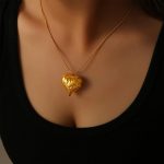 Commute Minimalist All-Match Jewelry Irregular Texture Design Love Heart Pendant Stainless Steel Jewelry Set