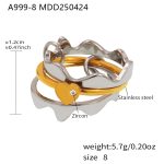 color: A999-8-Gold-Steel Mixed Color Zircon Three Layer Ring / size: US 8