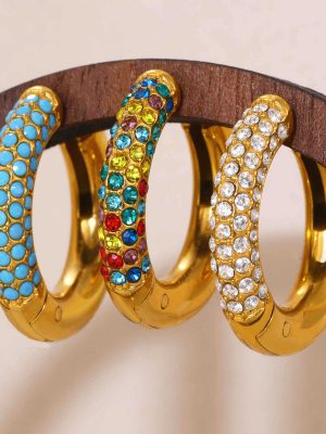 4mm Circle 5A Zircon Earrings Light Luxury High Quality Earrings Stainless Steel Color Retention Simple Earrings